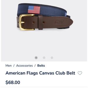 Vineyard Vines American Flags Canvas Club Belt